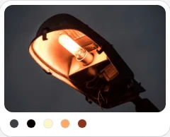 An image card: a sodium street lamp, its five colours under it.