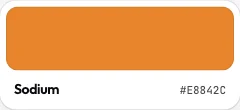 A swatch card: Sodium, an orange.